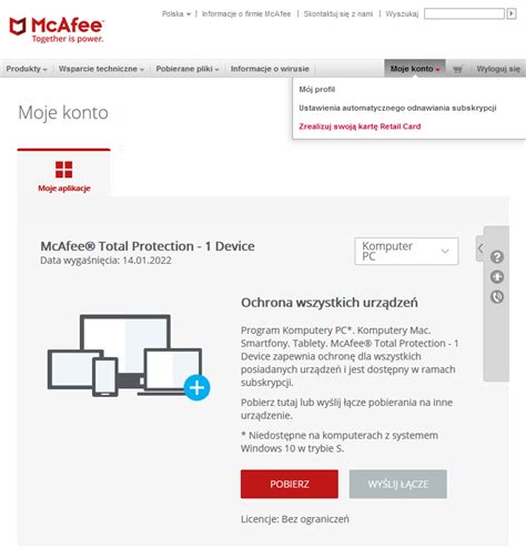 mcafee moje konto